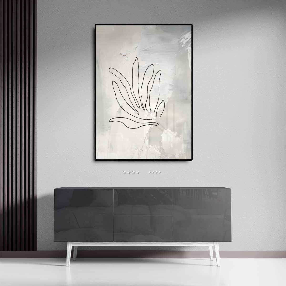 Organische Zwart-Wit Compositie Kunstwerk-canvas-dibond-plexiglas-wanddecoratie-WallArtistic
