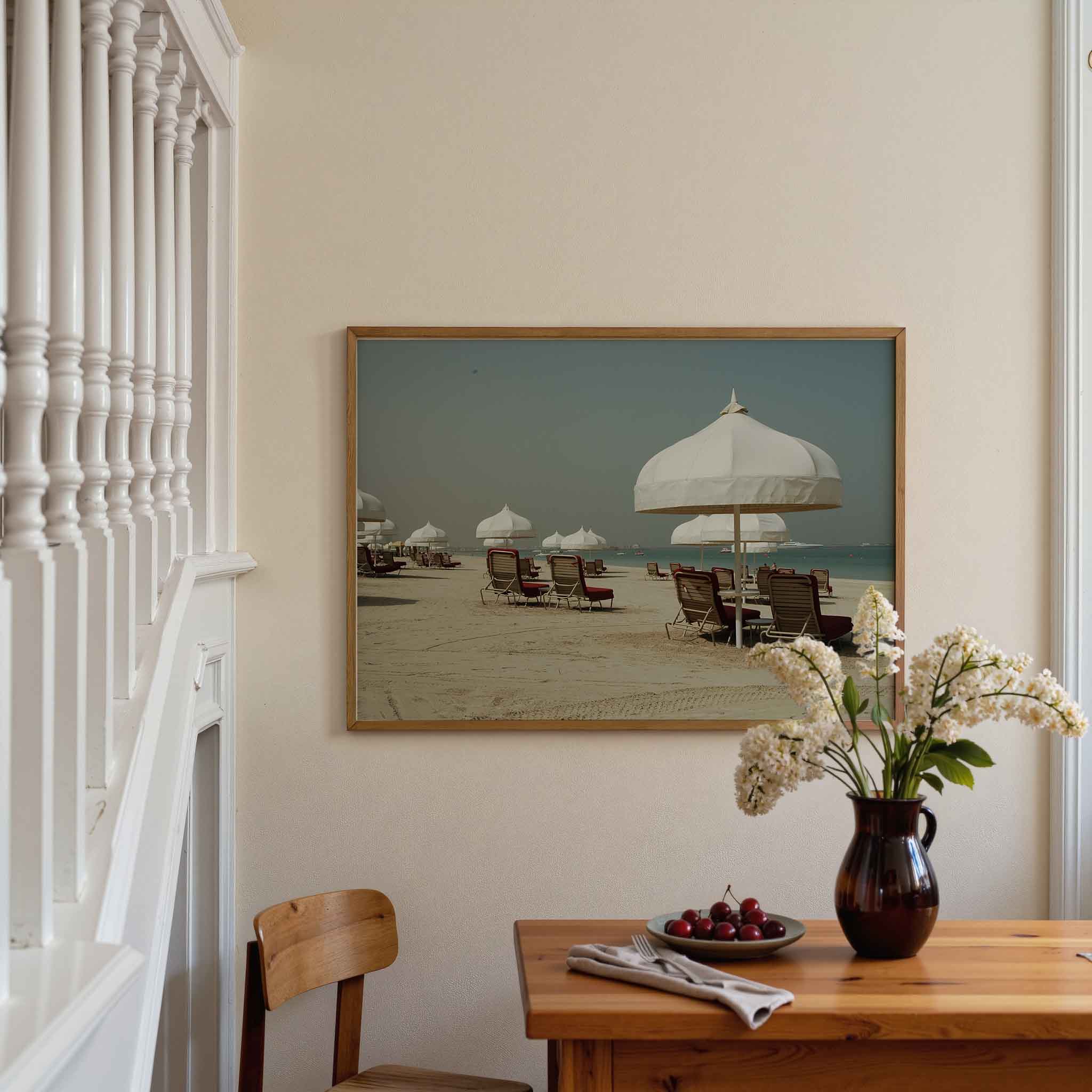 Strandstoelen en parasols Poster