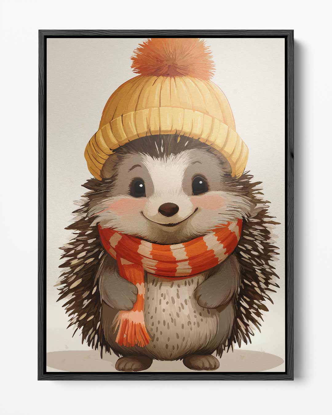 Schattige Egel met Wintermuts Kunstwerk-canvas-dibond-plexiglas-wanddecoratie-WallArtistic