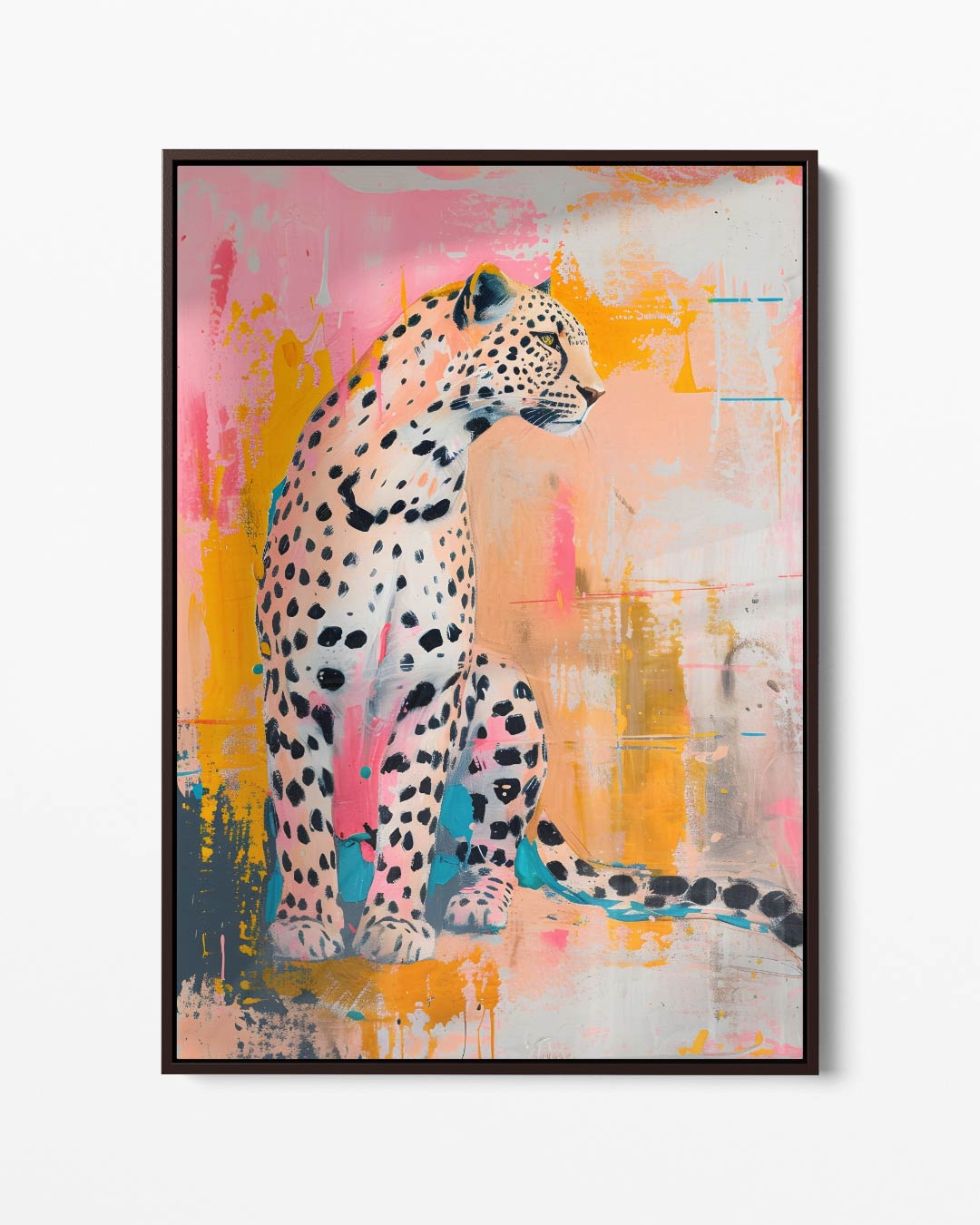 Kleurrijke Abstracte Luipaard Kunstwerk-canvas-dibond-plexiglas-wanddecoratie-WallArtistic