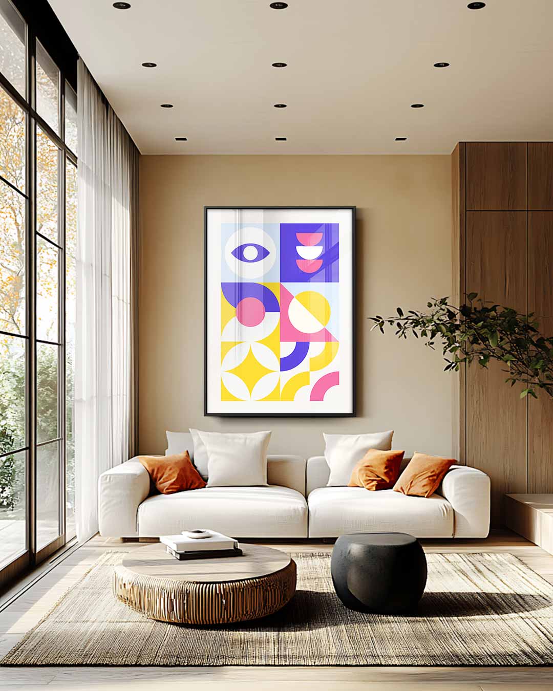 Kleurrijk Geometrisch Vreugde Kunstwerk-canvas-dibond-plexiglas-wanddecoratie-WallArtistic