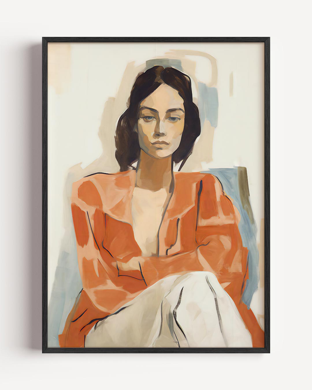 Stijlvolle Portretillustratie in Oranje Poster-WallArtistic