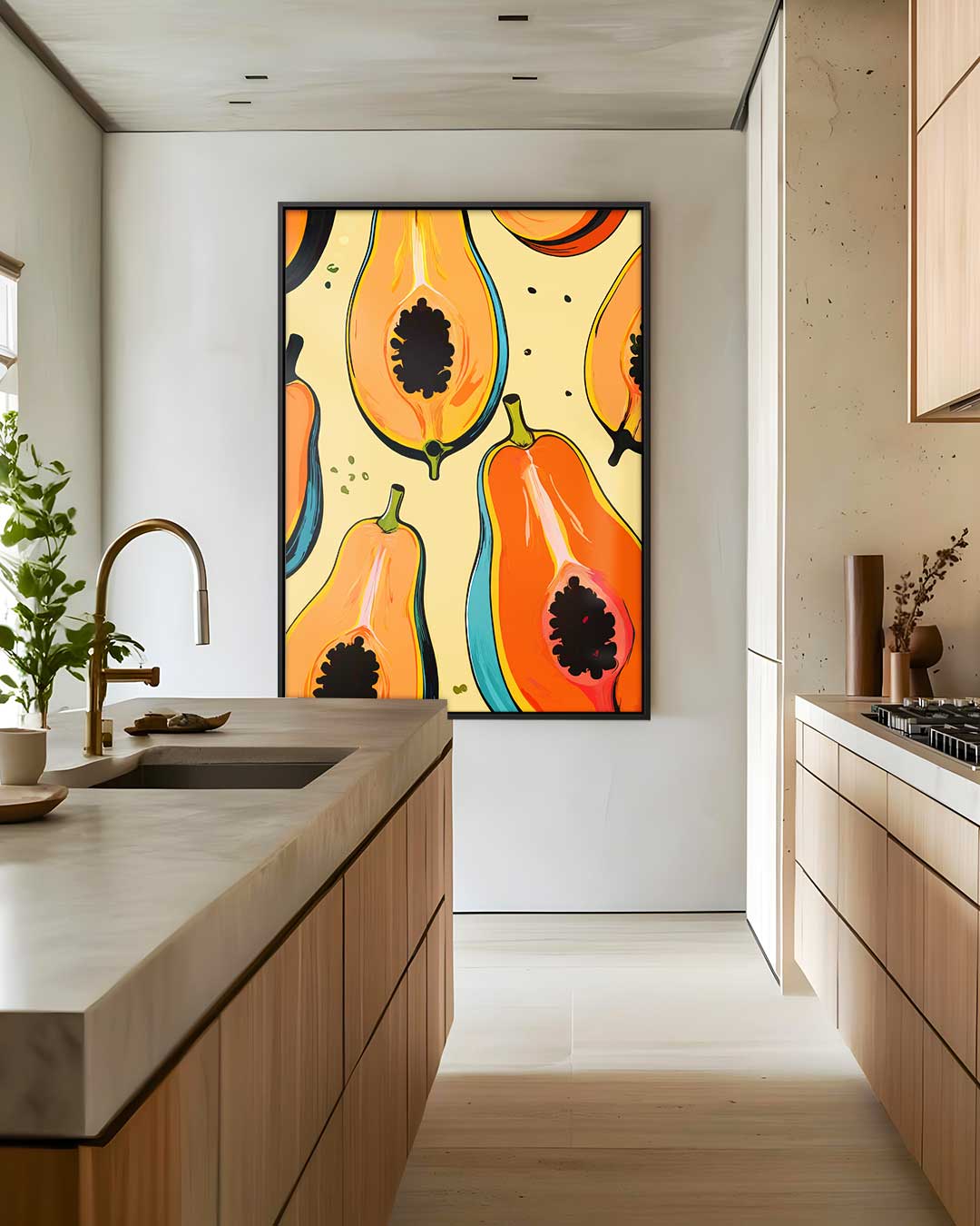 Tropisch Papaya Paradijs Kunstwerk-canvas-dibond-plexiglas-wanddecoratie-WallArtistic