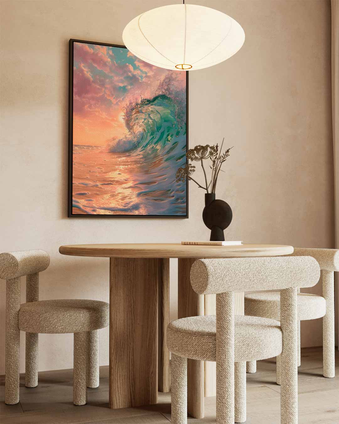 Golven in de Zonsondergang Kunstwerk-canvas-dibond-plexiglas-wanddecoratie-WallArtistic