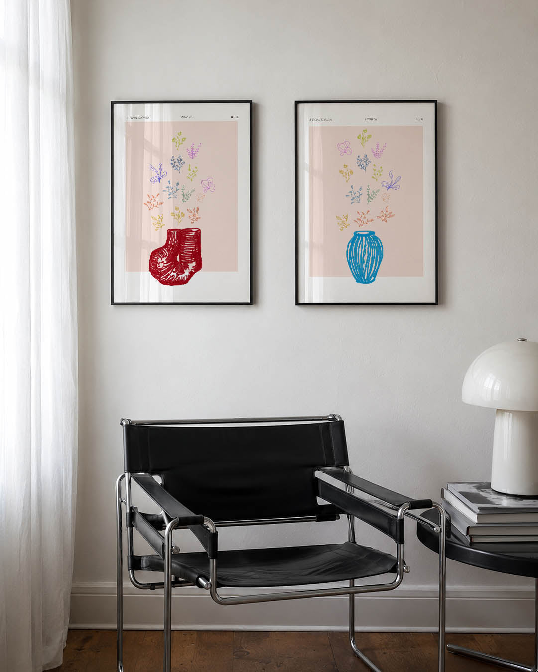 Kleurrijke bloemenvormen Posterset