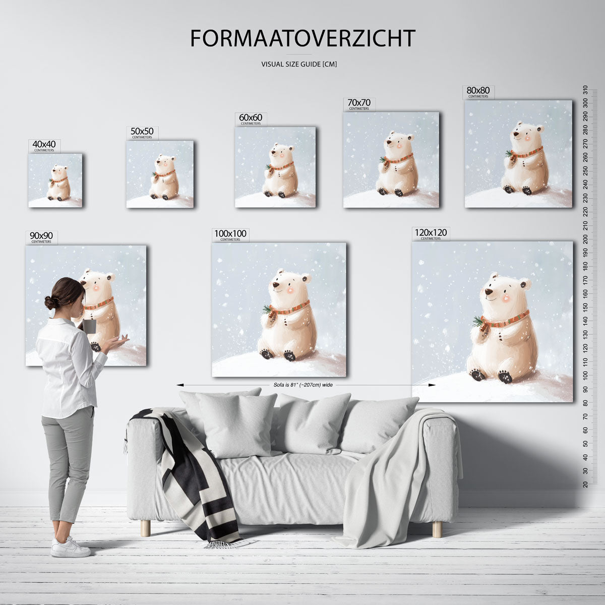 Schattige beer met sjaal Poster