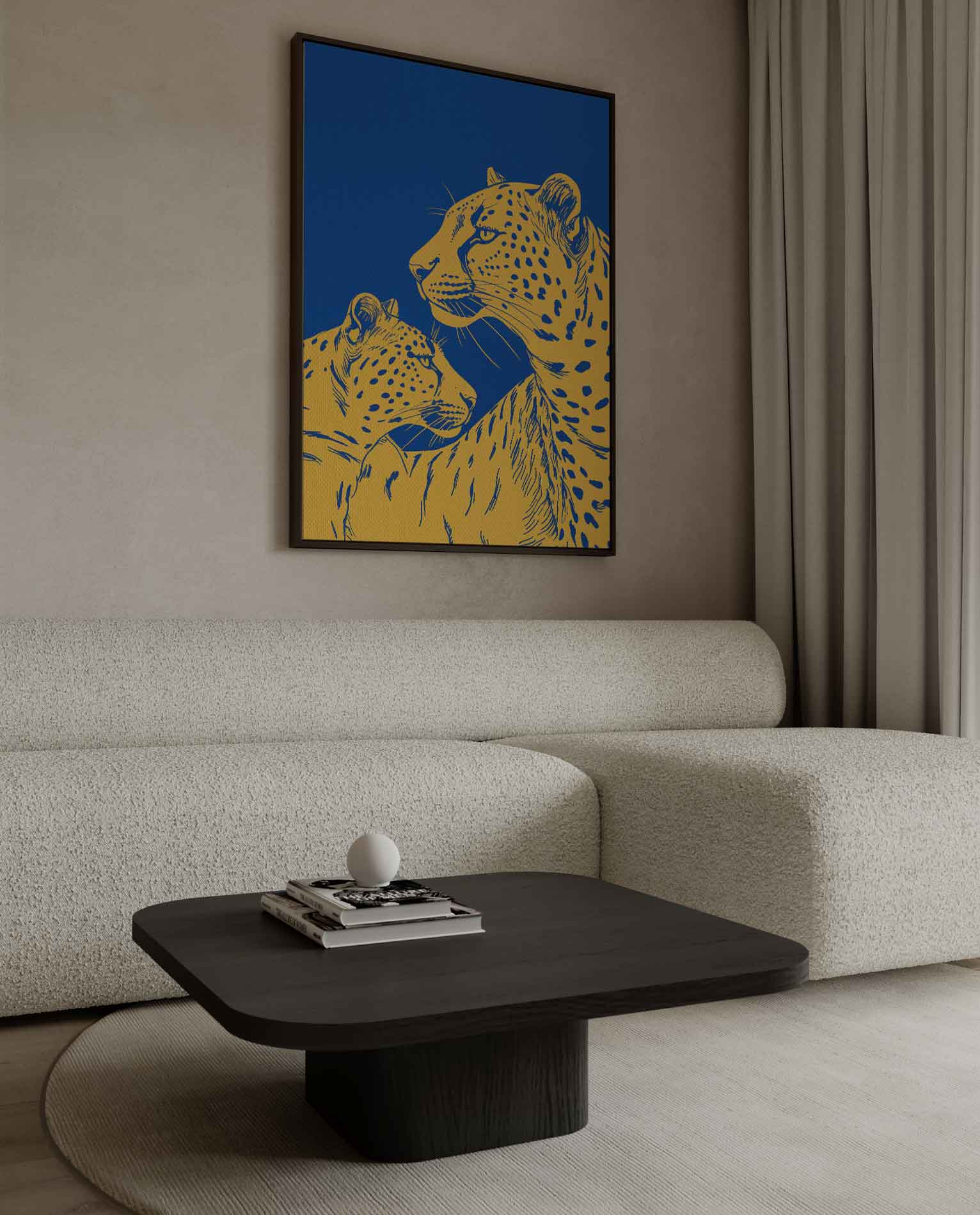 Twee Leoparden in Harmonie Kunstwerk-canvas-dibond-plexiglas-wanddecoratie-WallArtistic