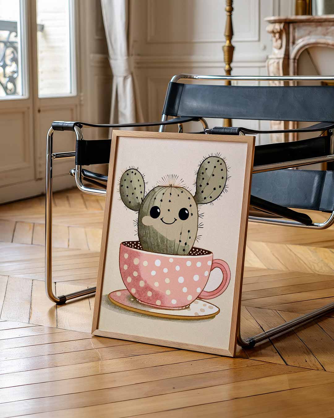 Vrolijke Cactus in Theekopje Poster