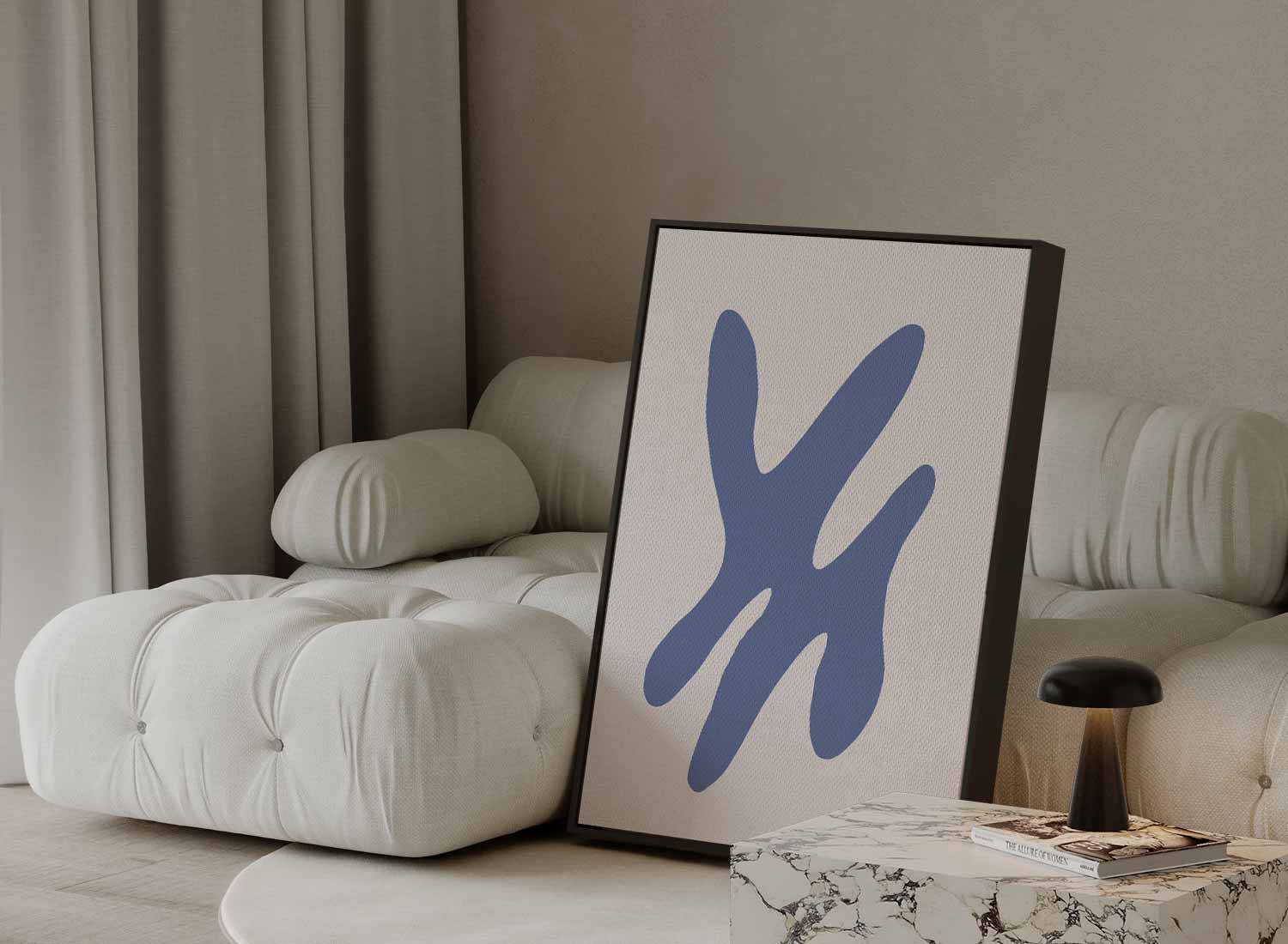 Blauwe Abstracte Vormen Kunstwerk-canvas-dibond-plexiglas-wanddecoratie-WallArtistic