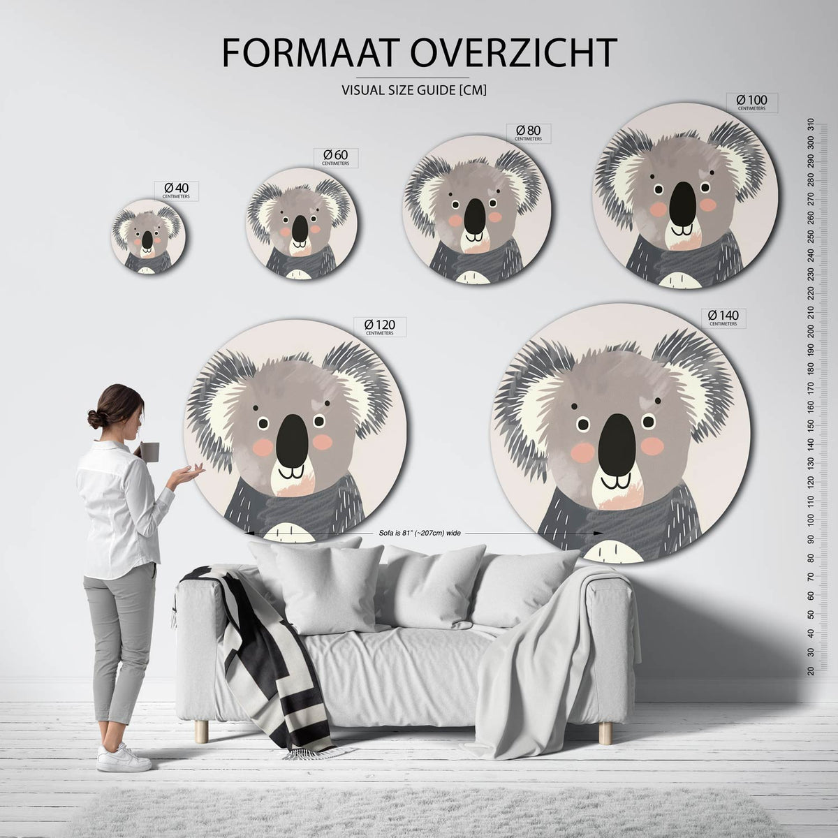 Koala portret Muurcirkel