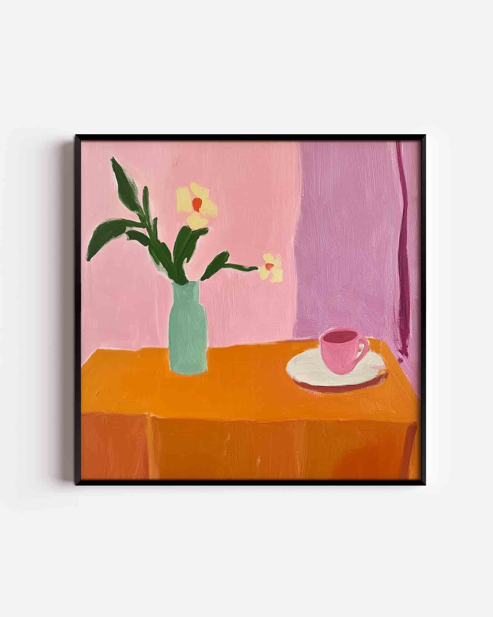 Bloemen en kopje Poster