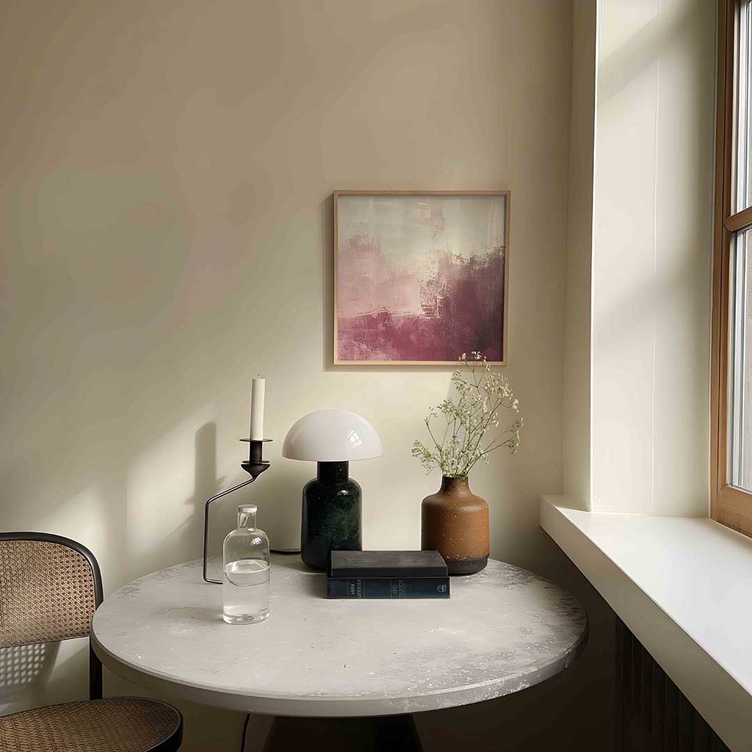 Abstracte roze en witte Poster