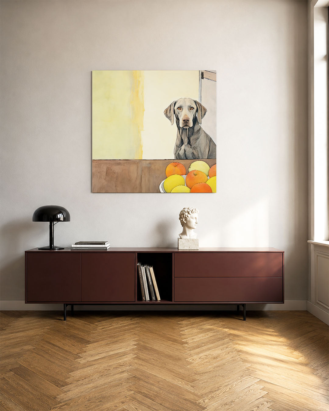 Hond en fruit Kunstwerk