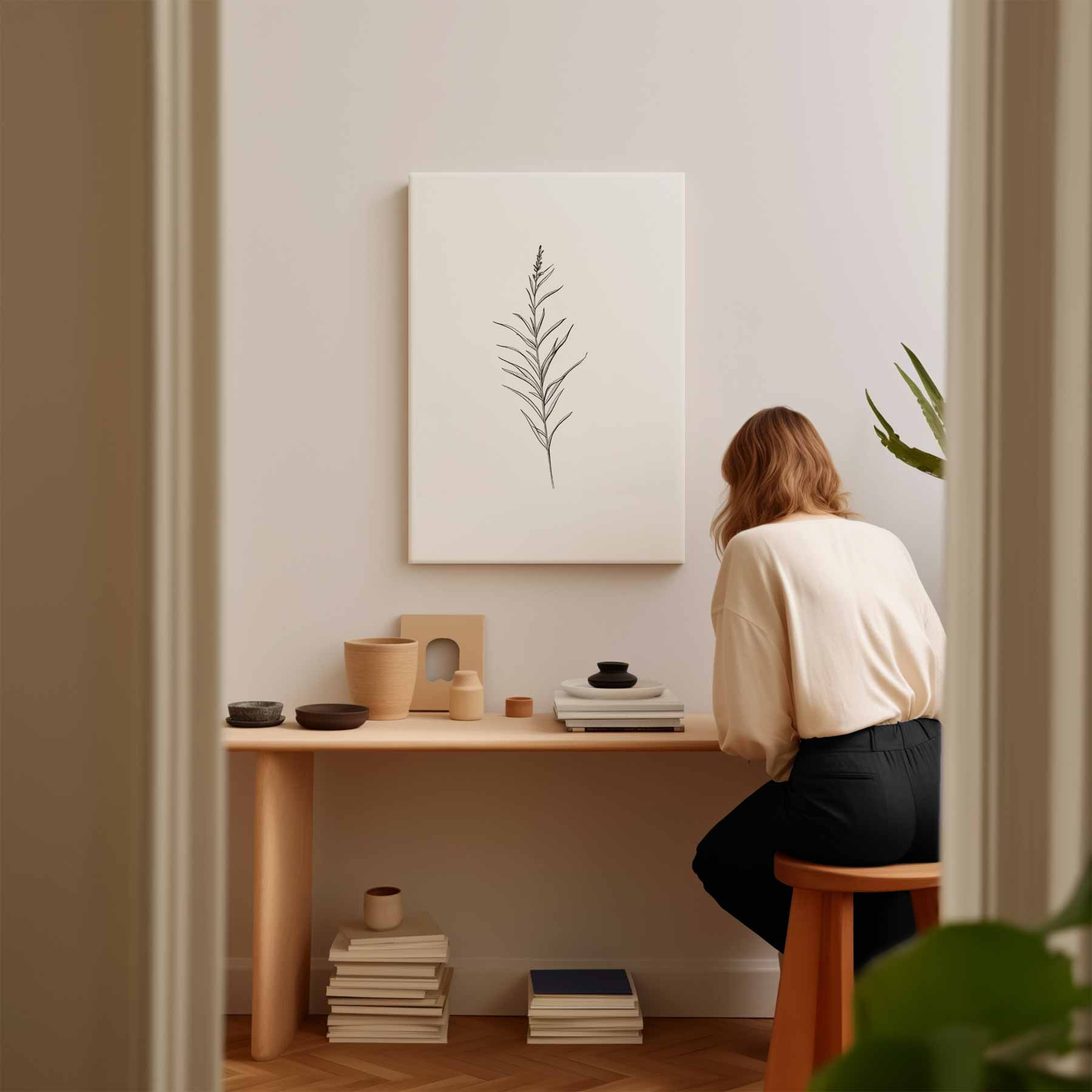 Minimalistisch Botanisch Kunstwerk-canvas-dibond-plexiglas-wanddecoratie-WallArtistic