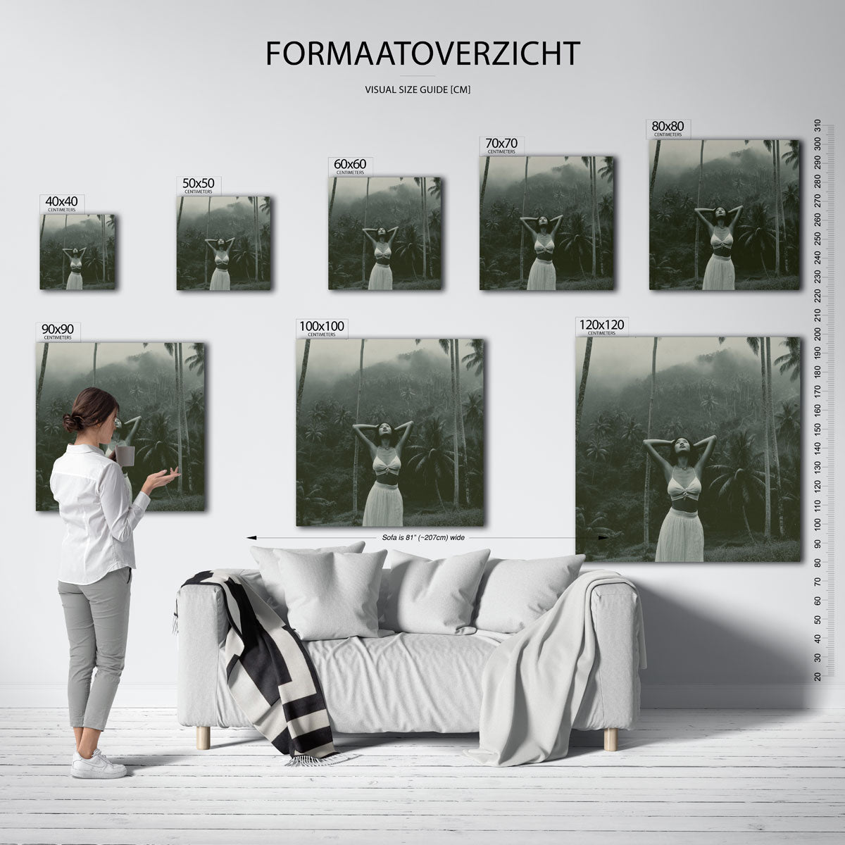 Vrouw in tropisch landschap Poster