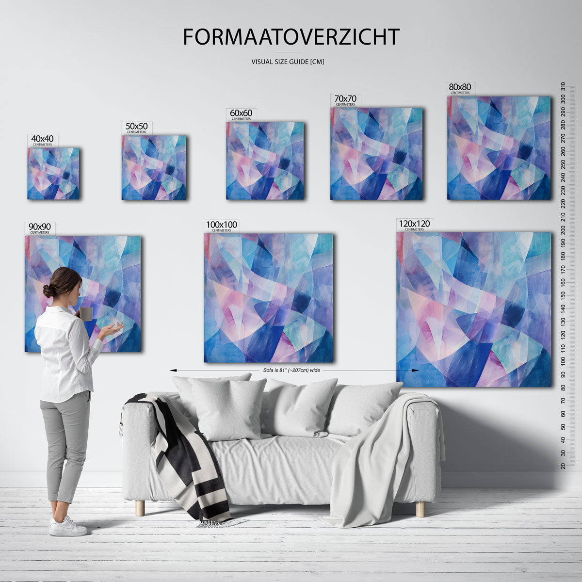 Abstracte blauwe vormen Poster