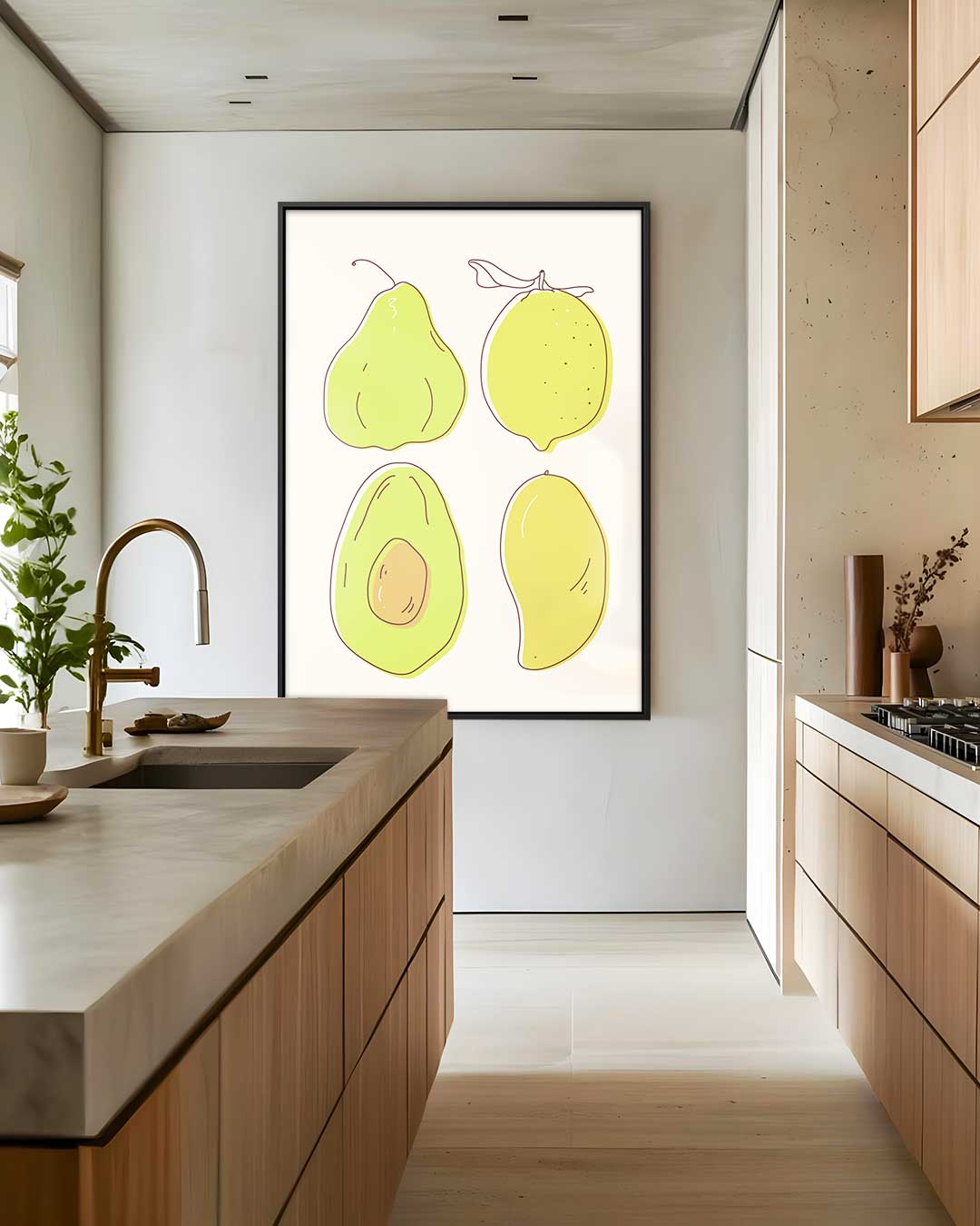 Fruitige Illustratie van Vruchten Kunstwerk-canvas-dibond-plexiglas-wanddecoratie-WallArtistic