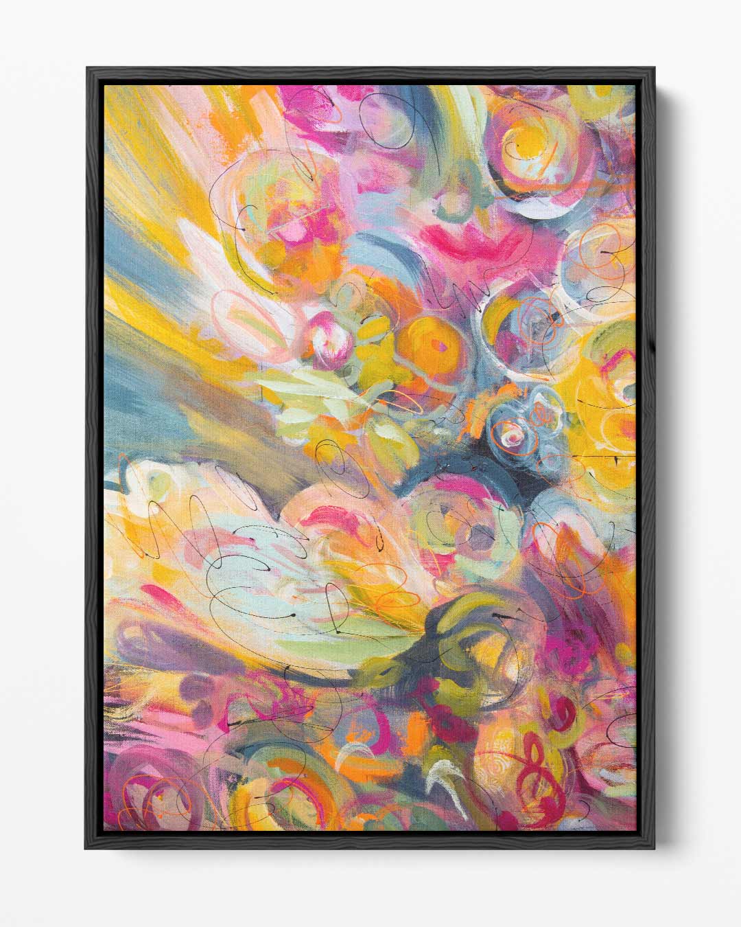 Vurige Bloemenexplosie Kunstwerk-canvas-dibond-plexiglas-wanddecoratie-WallArtistic