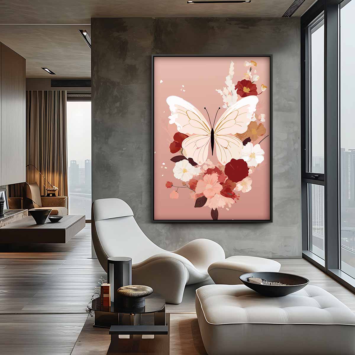 Vlinder in Bloemenpracht Kunstwerk-canvas-dibond-plexiglas-wanddecoratie-WallArtistic