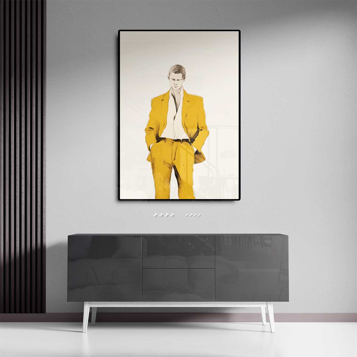 Elegante Stijl in Geel Kunstwerk-canvas-dibond-plexiglas-wanddecoratie-WallArtistic