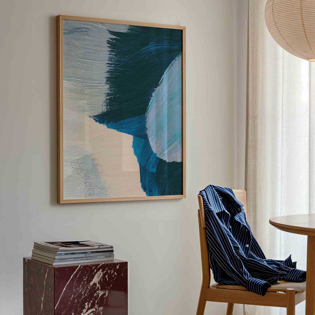 Abstracte blauwe penseelstreken Poster