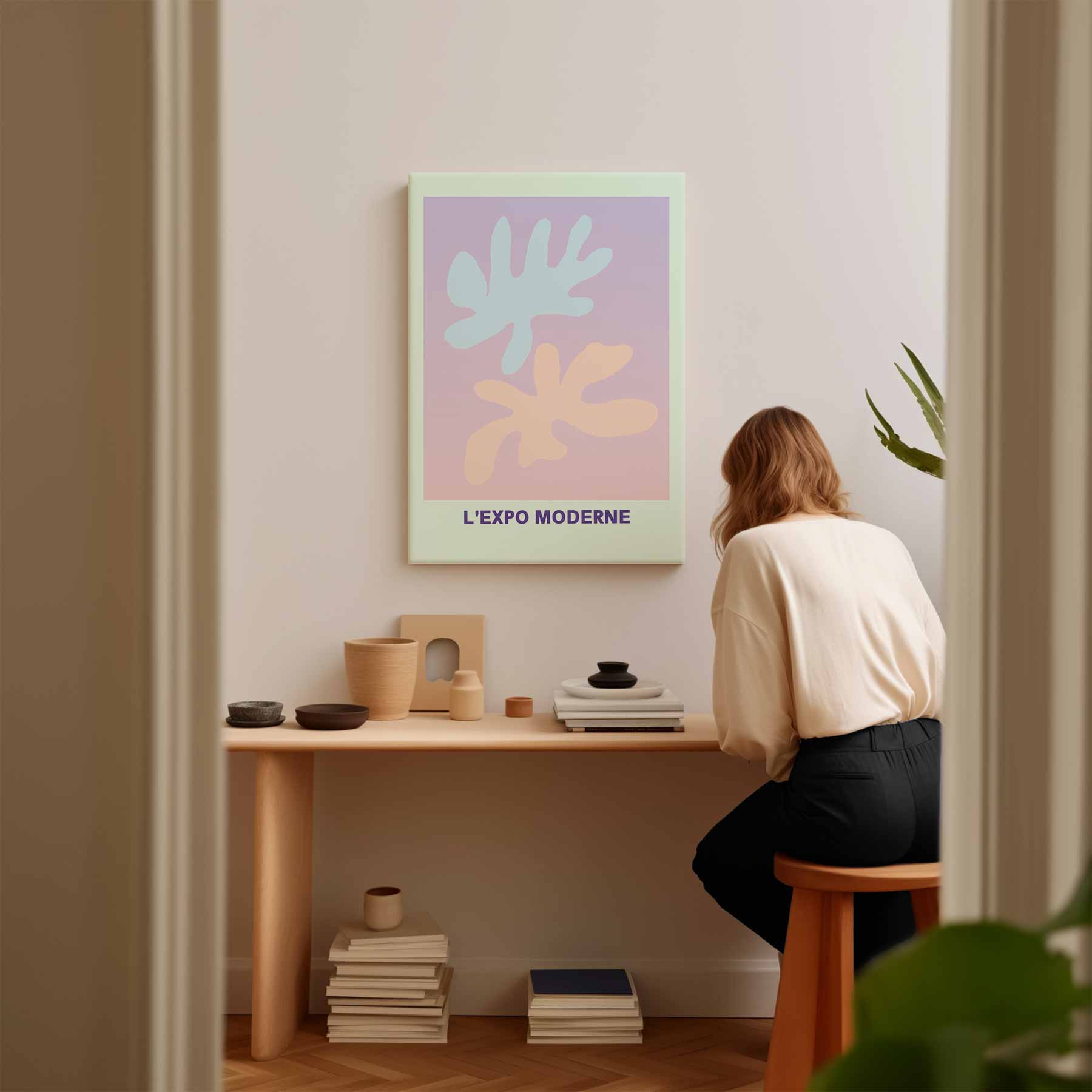 Abstracte Pastel Compositie Kunstwerk-canvas-dibond-plexiglas-wanddecoratie-WallArtistic