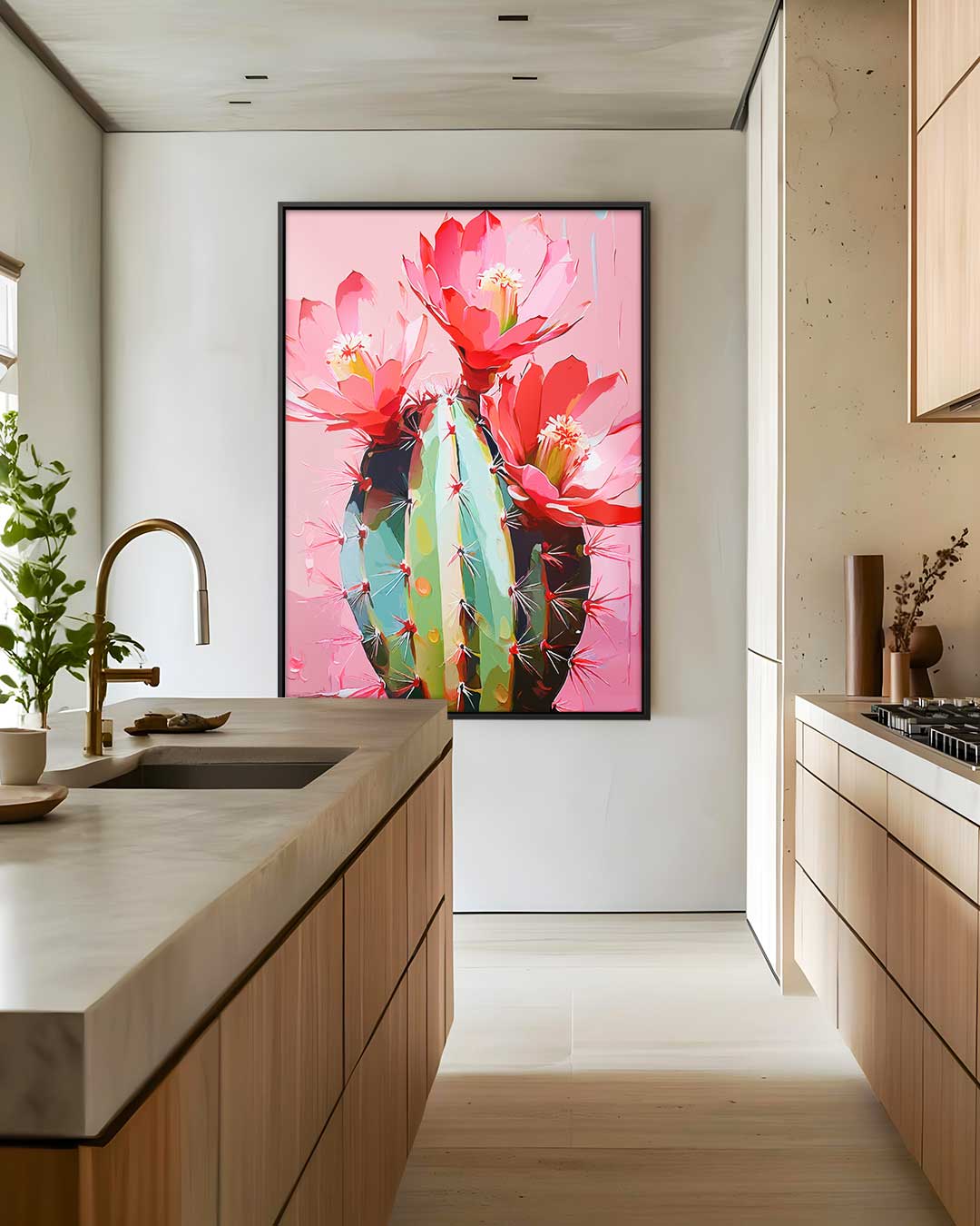 Kleurrijke Cactus Bloemenpracht Kunstwerk-canvas-dibond-plexiglas-wanddecoratie-WallArtistic