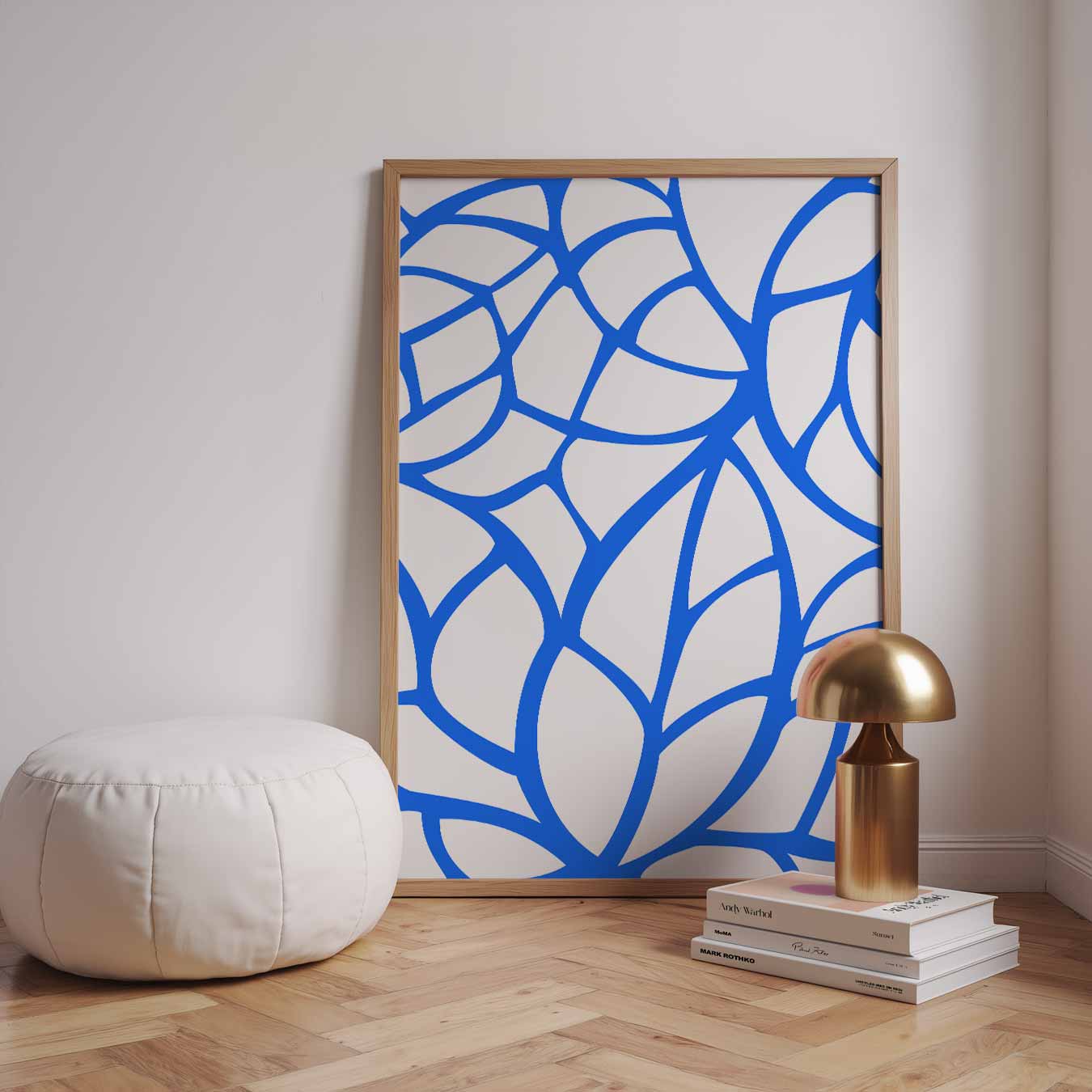 Moderne Blauw-Witte Abstracte Poster