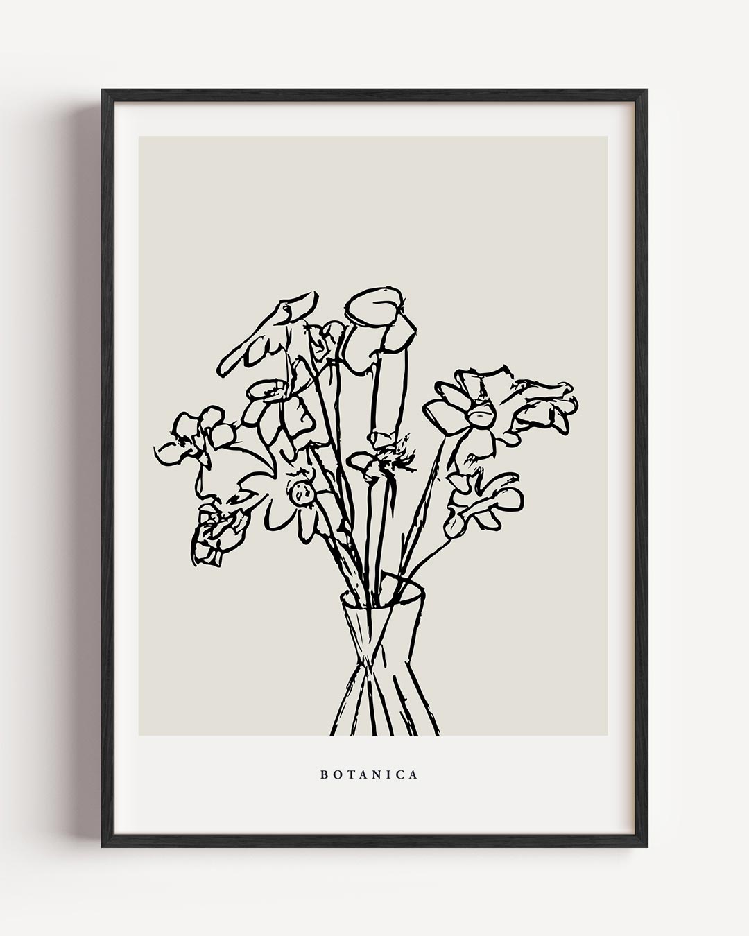 Botanische Bloemenlijntekening Poster-WallArtistic