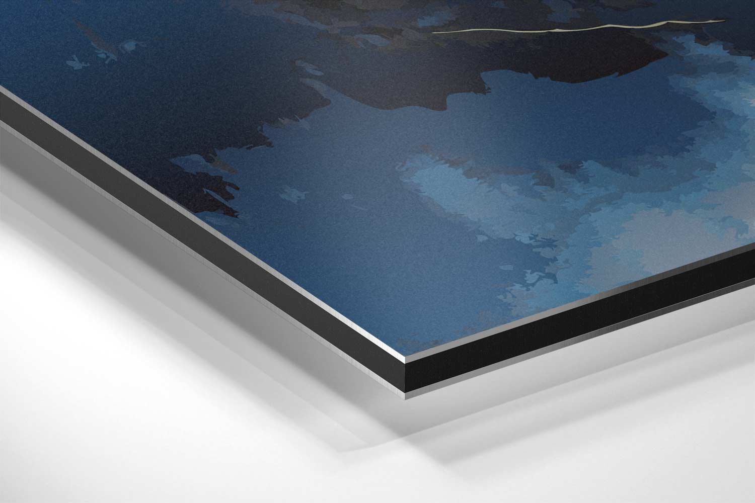 Blauw en Gouden Droomlandschap Kunstwerk-canvas-dibond-plexiglas-wanddecoratie-WallArtistic