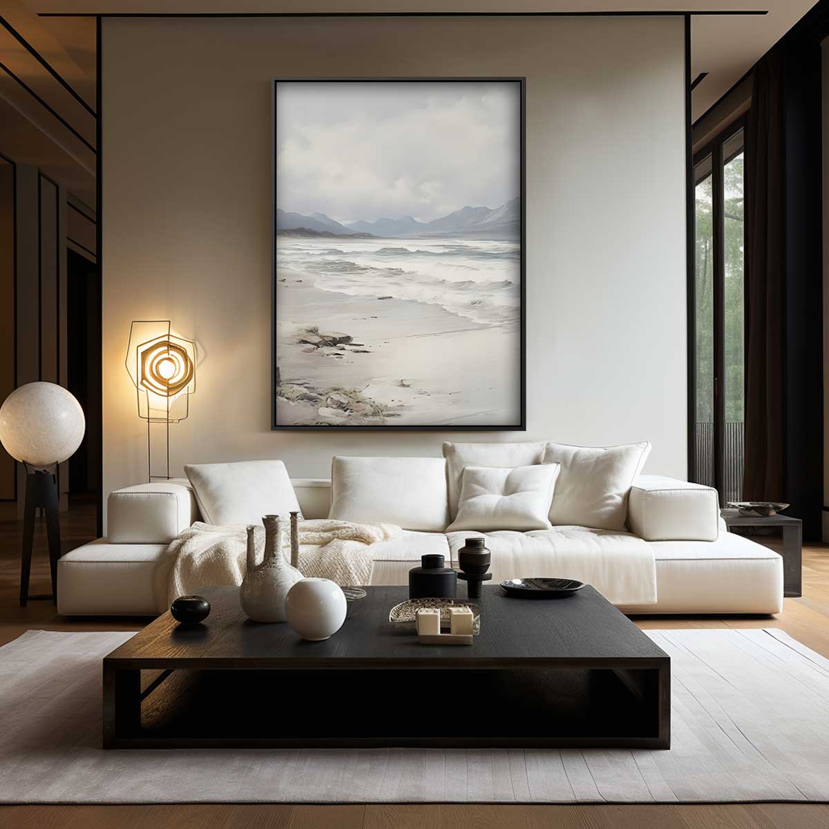 Rustgevende Strandgolven Kunstwerk-canvas-dibond-plexiglas-wanddecoratie-WallArtistic
