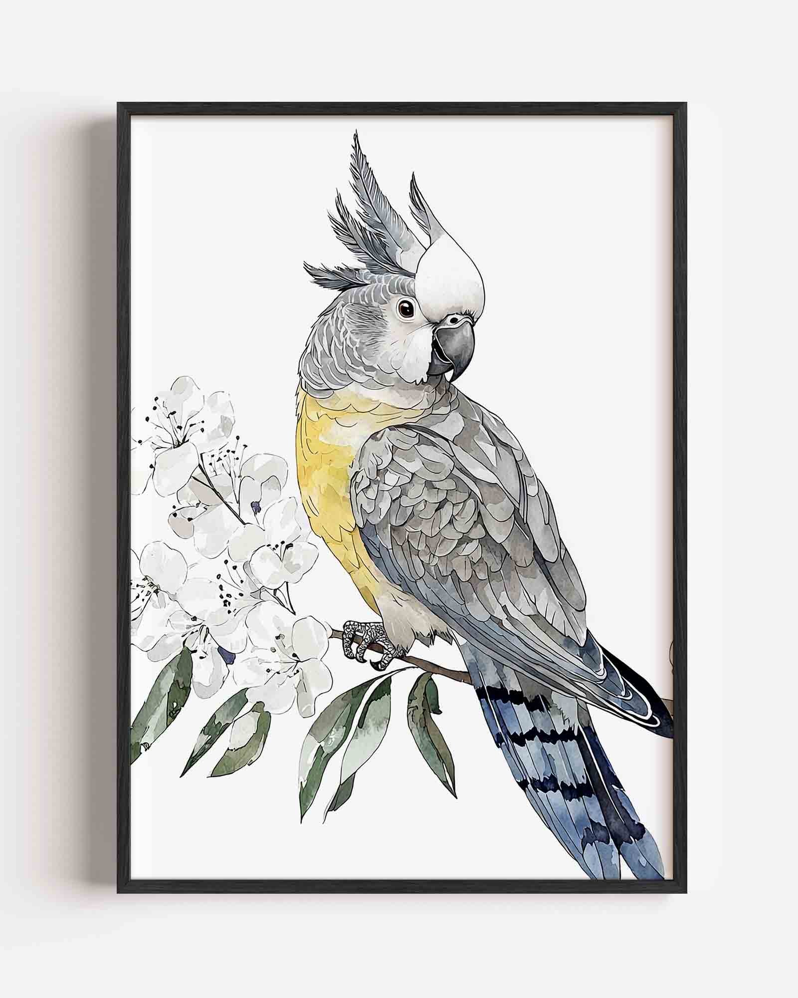 Papegaai en bloemen Poster
