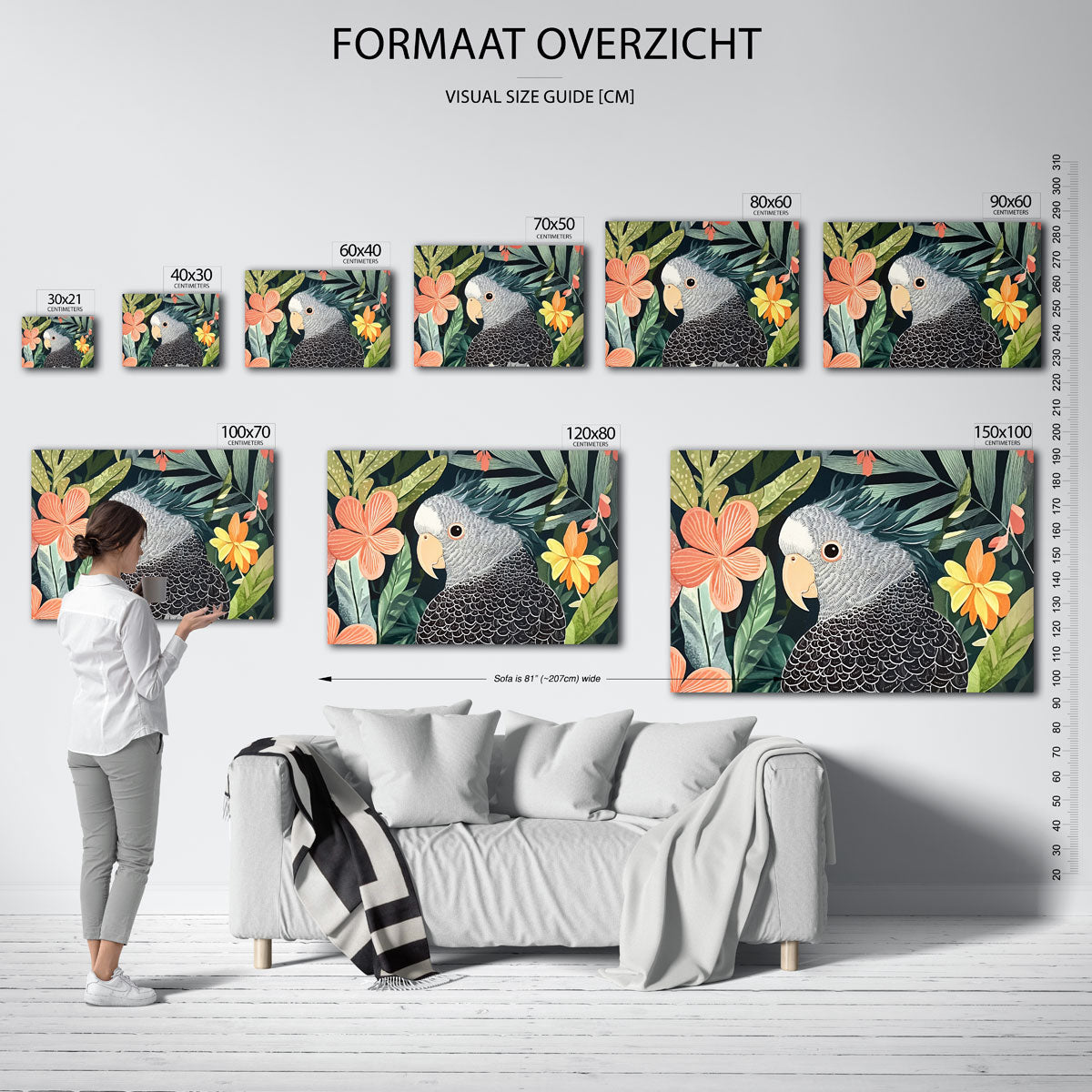 Papegaai en bloemen Poster