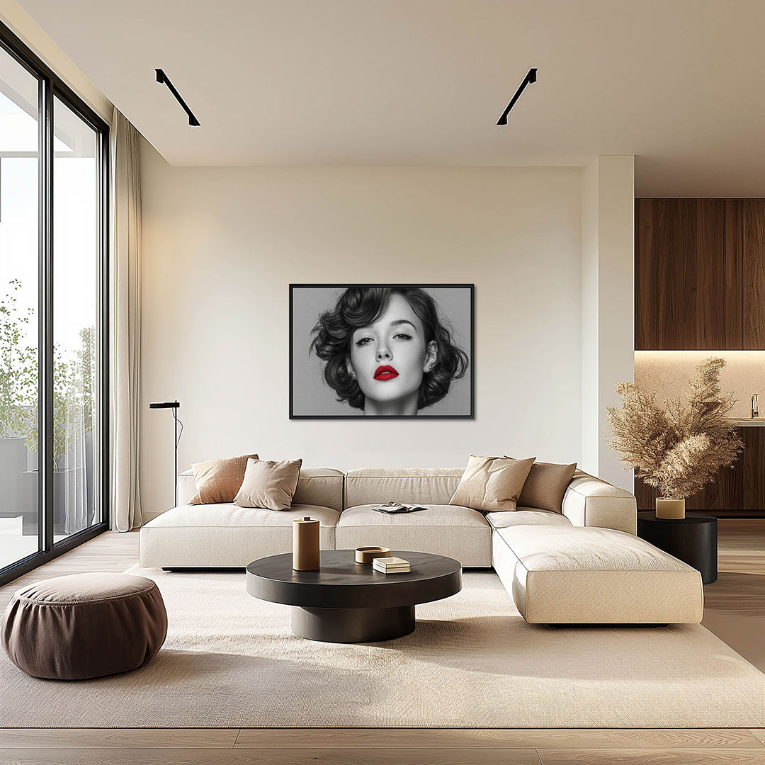 Portret met rode lippen Kunstwerk