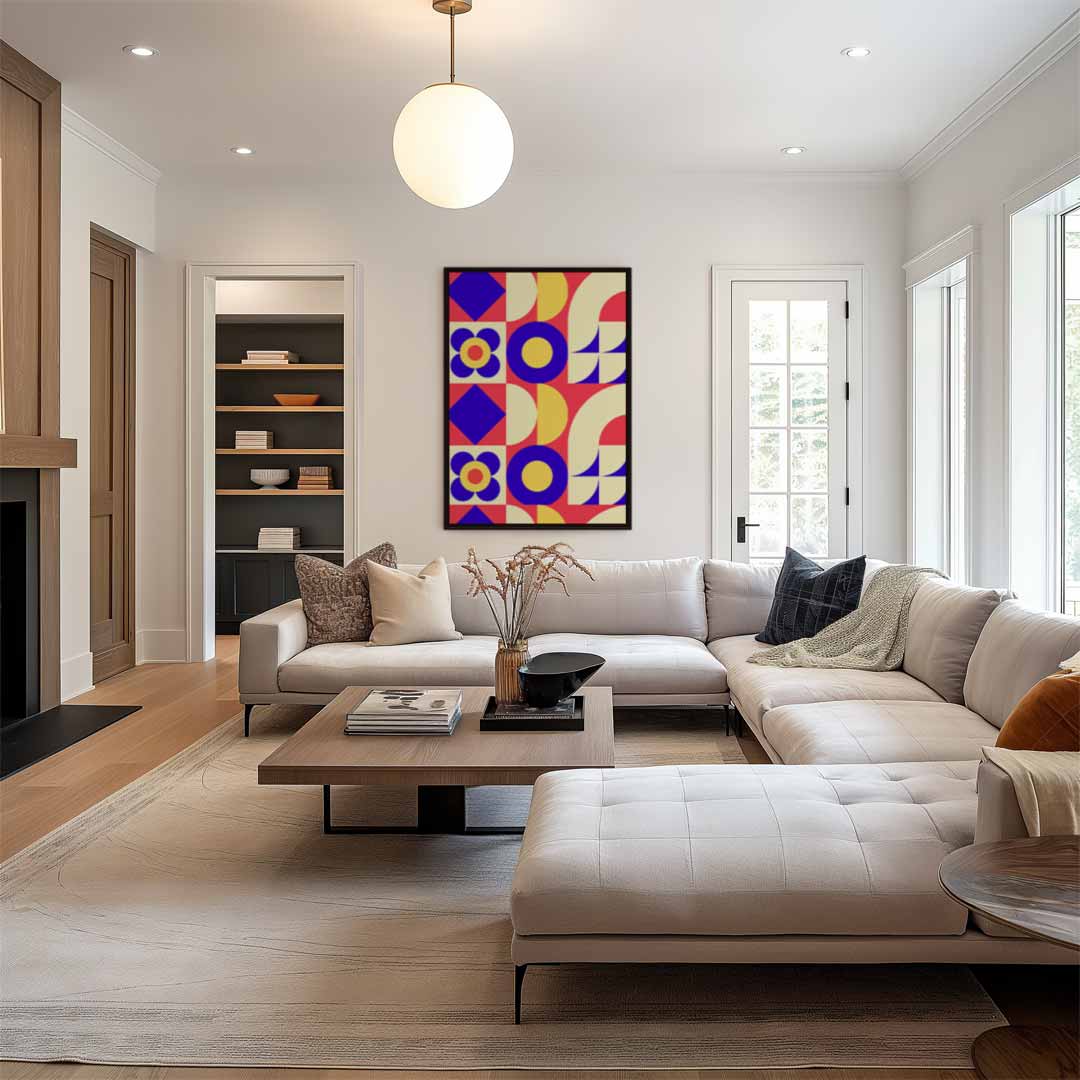Retro Geometrische Print Kunstwerk-canvas-dibond-plexiglas-wanddecoratie-WallArtistic