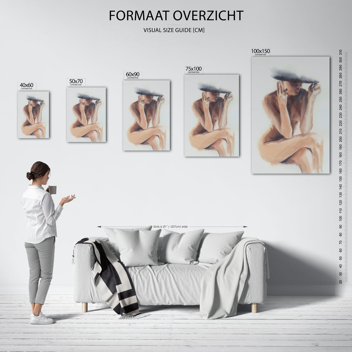 Zittende vrouw silhouet Kunstwerk