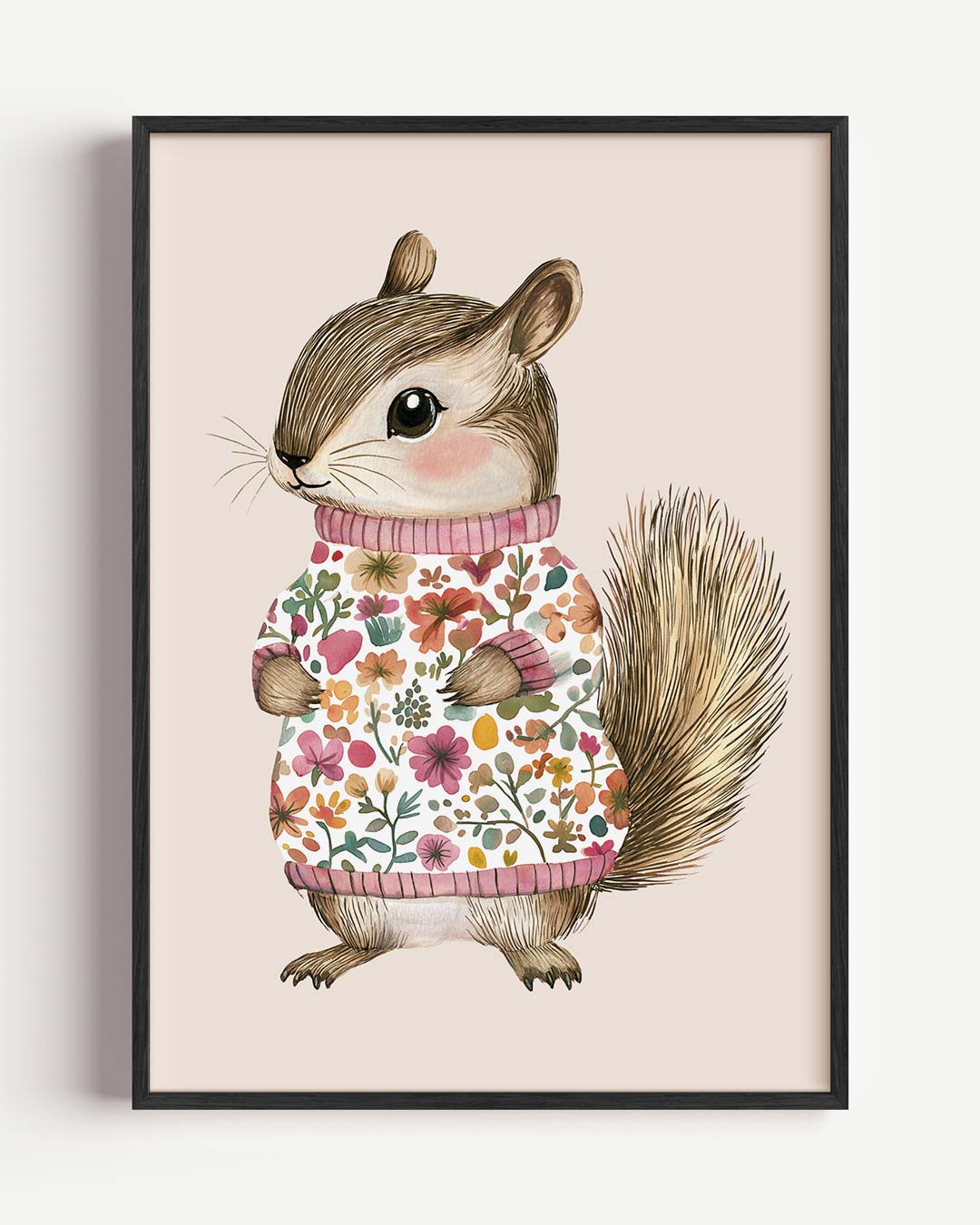 Schattige Chipmunk in Bloementrui Poster