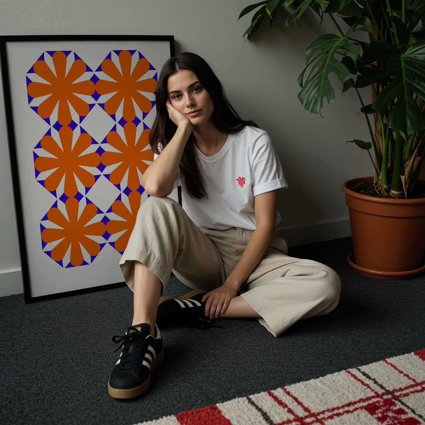 Retro Bloemenpatroon Poster