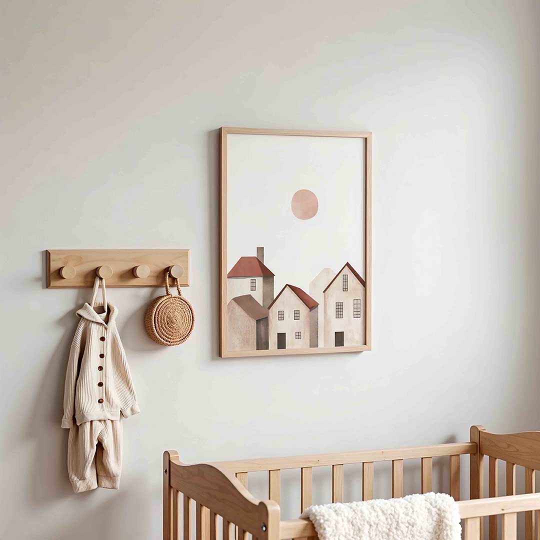Huizen met zon Poster