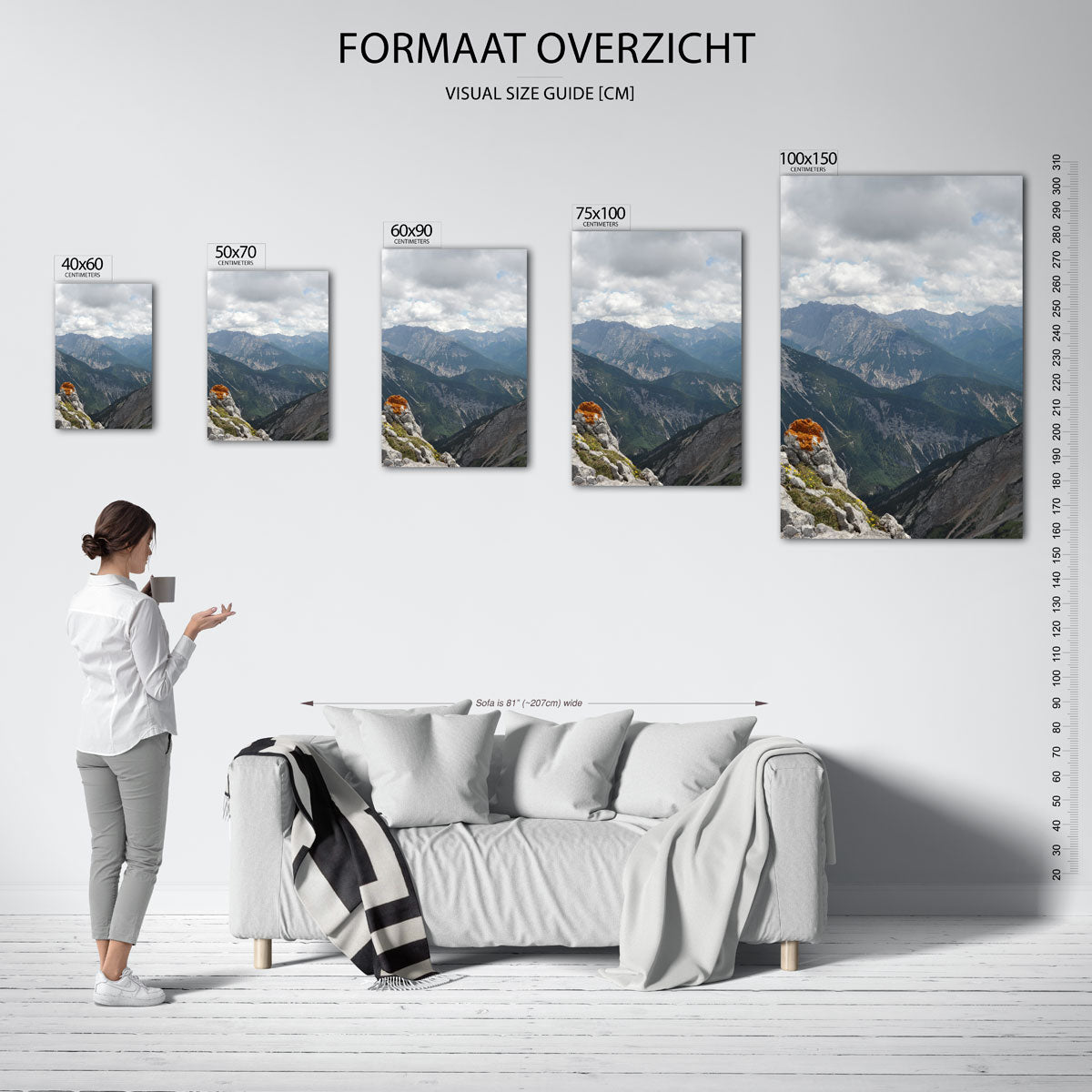 Berglandschap met wolken Kunstwerk