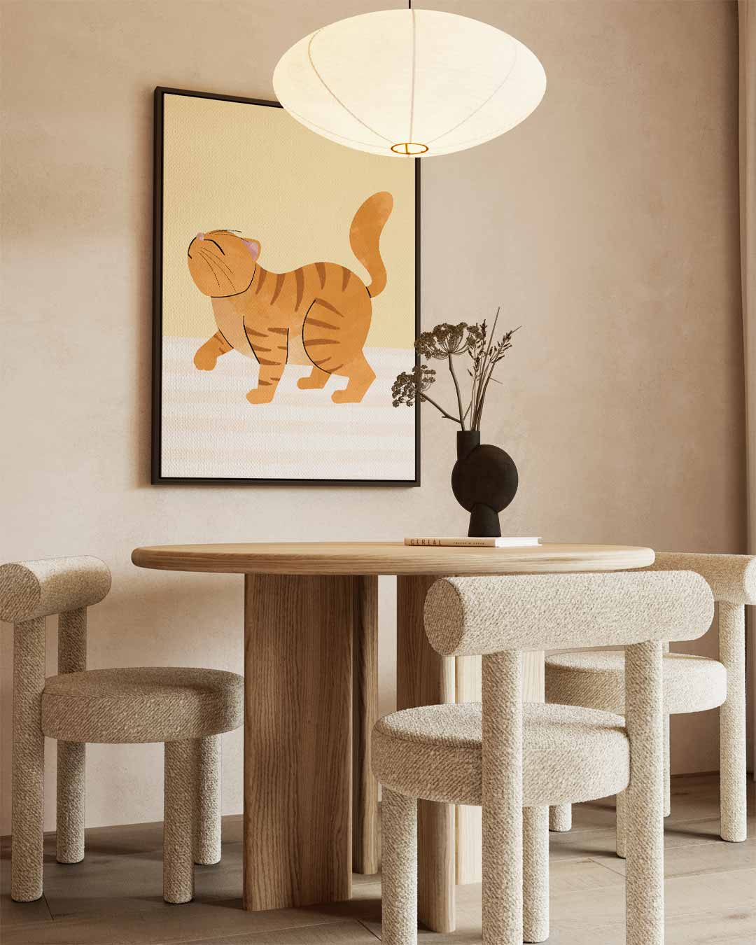 Vrolijke Oranje Poezenprent Kunstwerk-canvas-dibond-plexiglas-wanddecoratie-WallArtistic