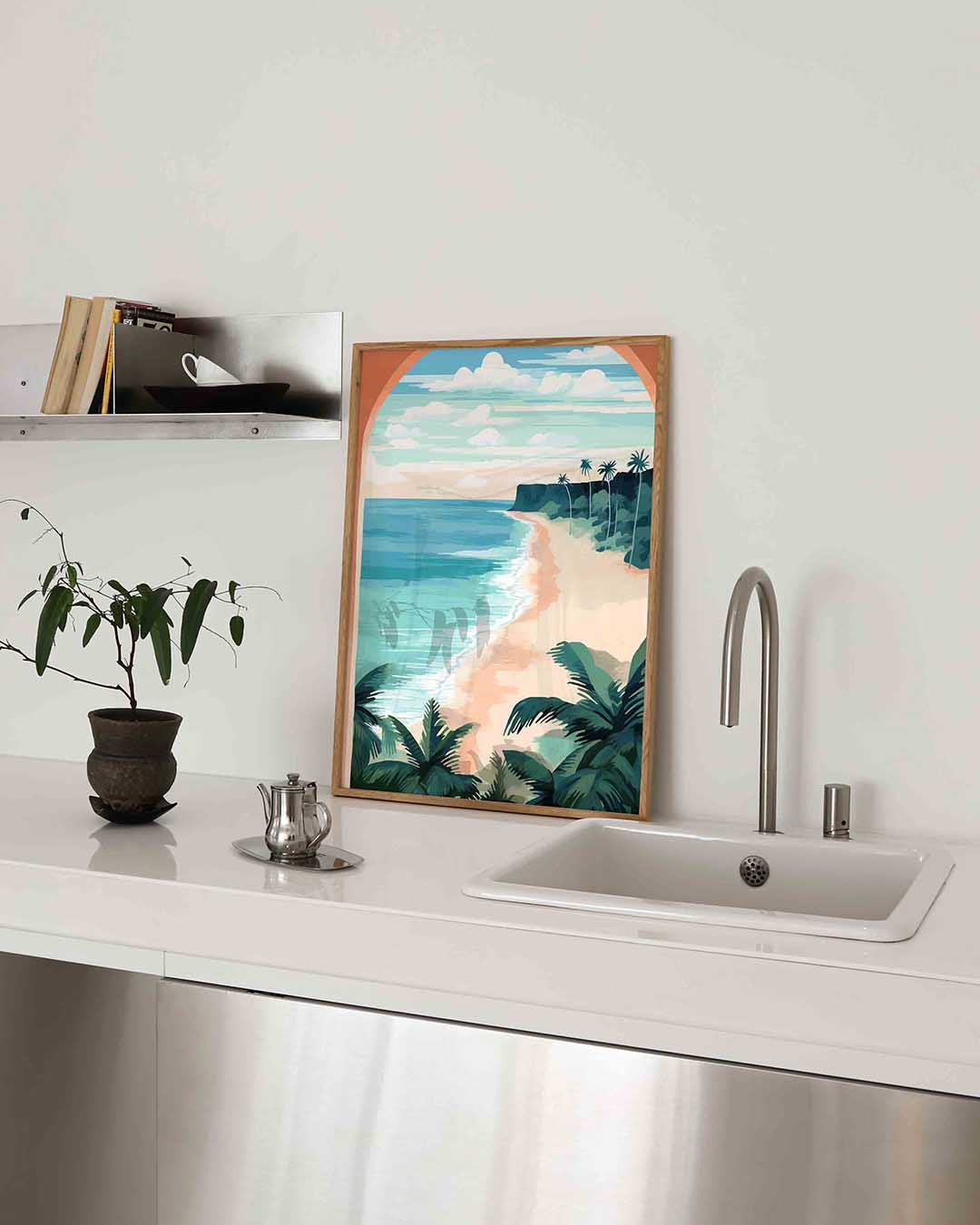Strand en palmbomen Poster