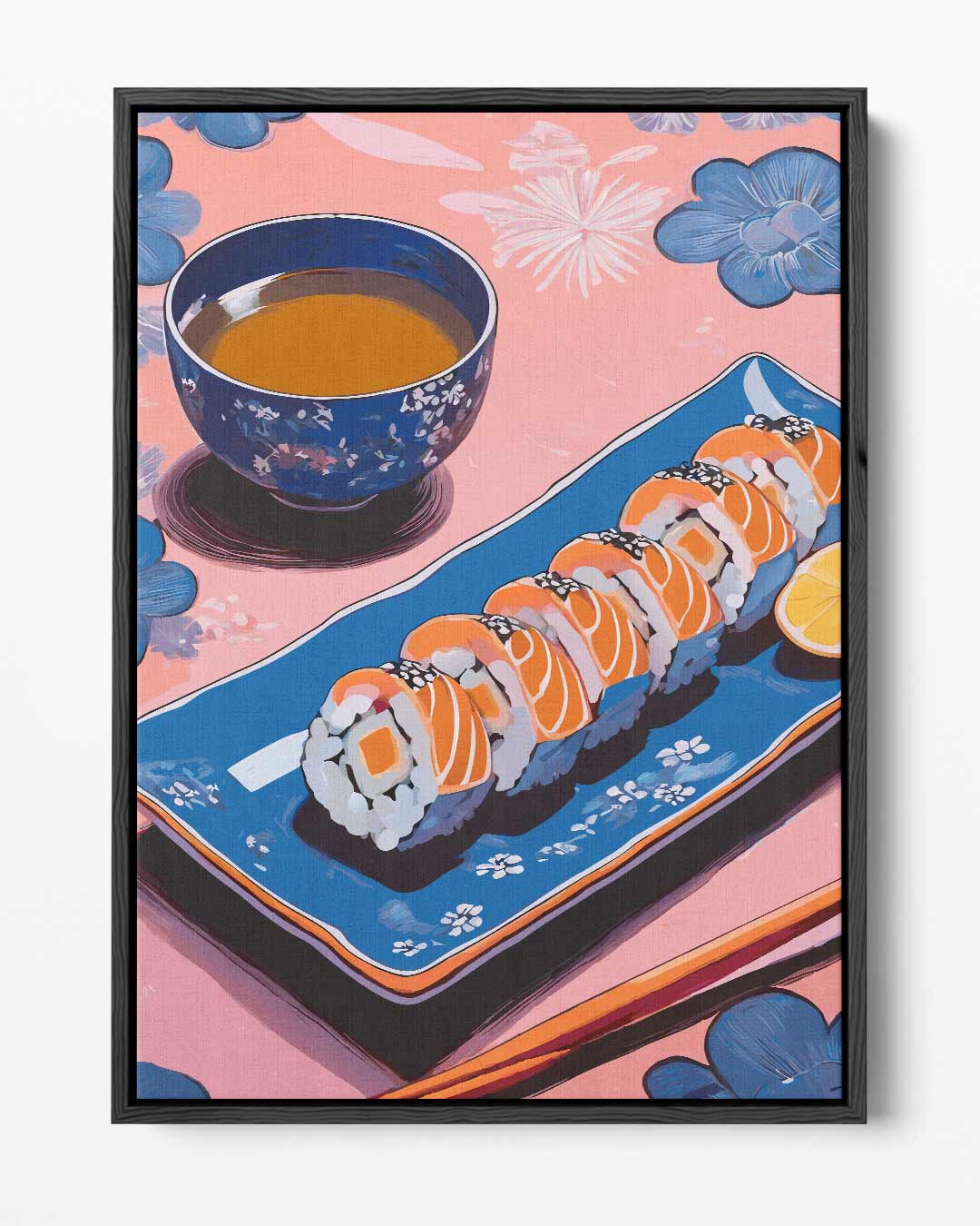 Sushi en Thee Illustratie Kunstwerk-canvas-dibond-plexiglas-wanddecoratie-WallArtistic
