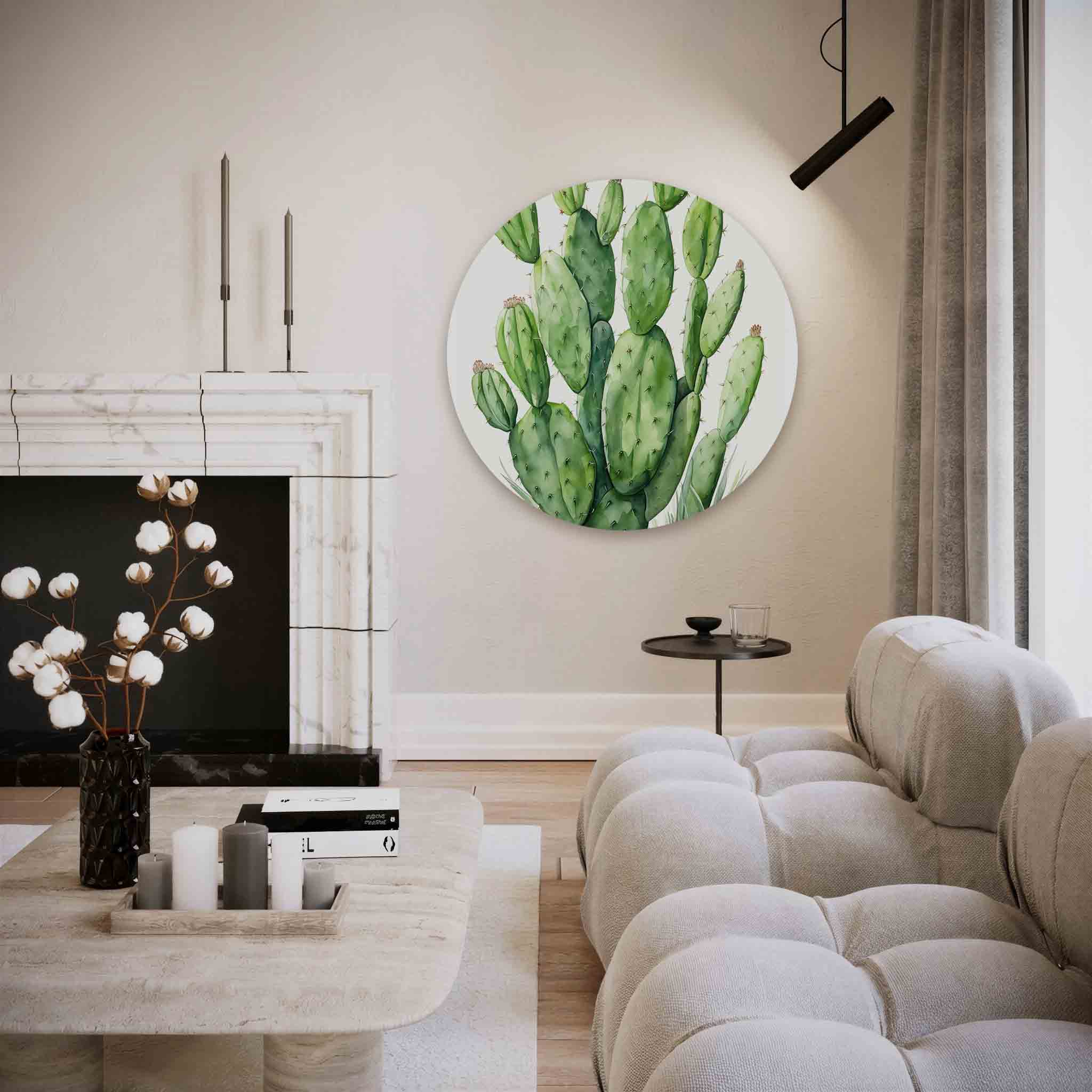 Groene cactus Muurcirkel