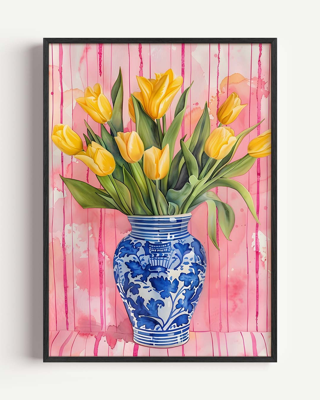Bloeiende Tulpen in Blauwe Vaas Poster