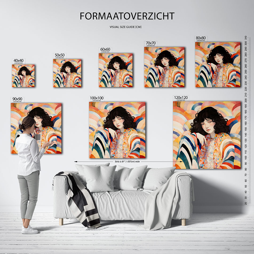Vrouwelijk portret met patronen Kunstwerk
