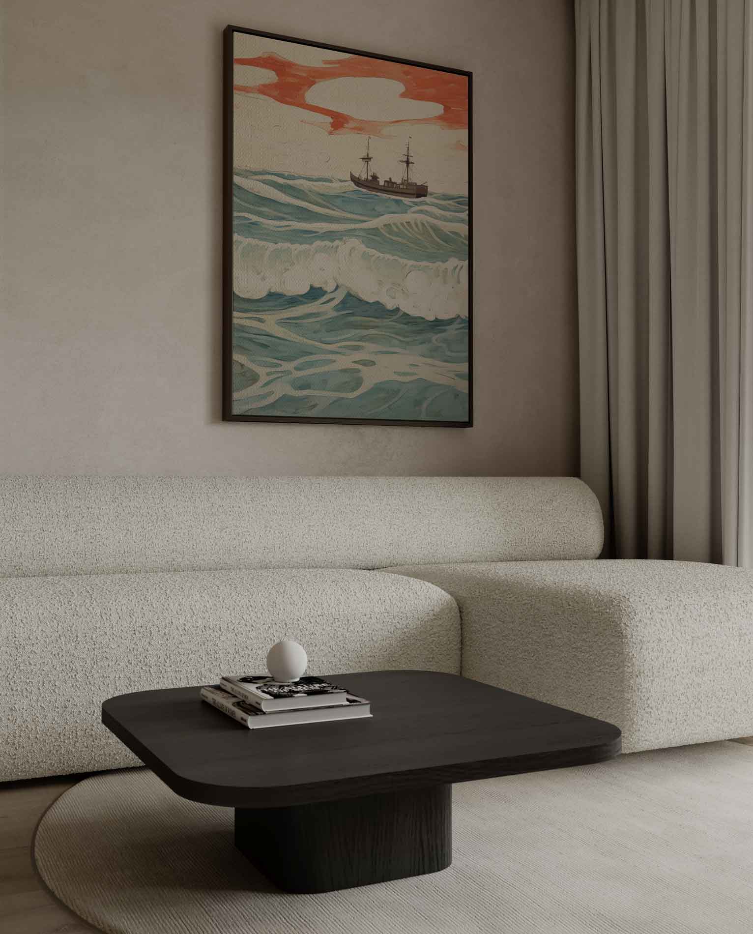 Golven en Horizon Kunstwerk-canvas-dibond-plexiglas-wanddecoratie-WallArtistic