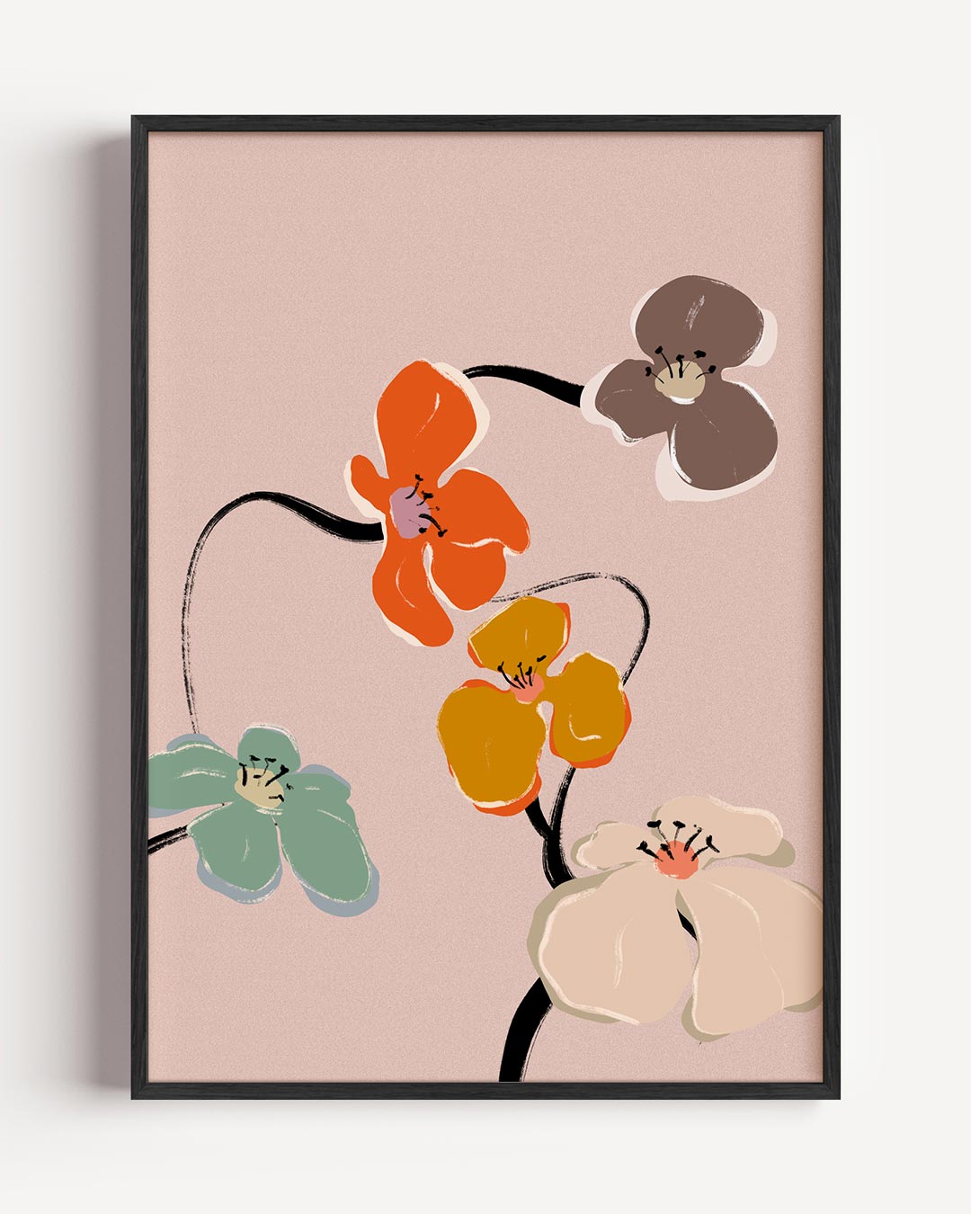 Bloemenpracht op Zachtroze Poster-WallArtistic