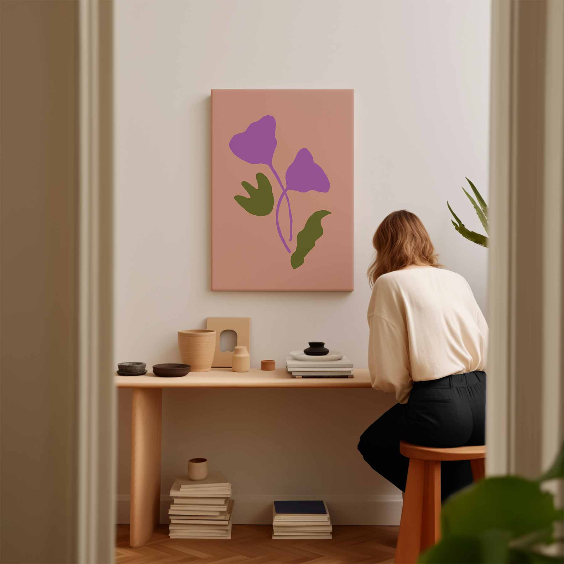 Vrolijke Paarse Bladeren Kunstwerk-canvas-dibond-plexiglas-wanddecoratie-WallArtistic