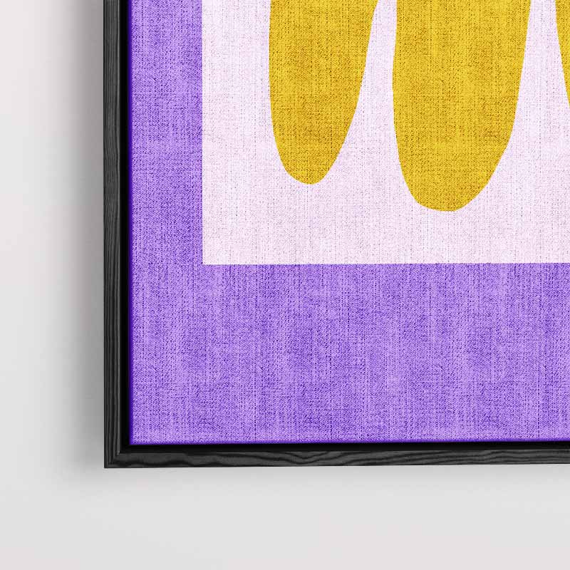 Abstracte Gele Golf op Paarse Achtergrond Kunstwerk-canvas-dibond-plexiglas-wanddecoratie-WallArtistic